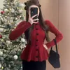 Atuendo de Año Nuevo: Suéter Festivo Rojo con Lazo para Mujer Otoño/Invierno 2025 Tallas Grandes Súper Elegante Top Tejido para Damas de Tallas Grandes