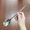 Colher Principal para Refeição em Aço Inoxidável Doméstica com Cabo Longo Colher para Comer Arroz Colher de Sopa Simples Multiúso Colher de Refeição para Cantina de Estudantes