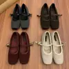 Zapatos Mary Jane Rojos de Lana Cuadrados con Correa y Hebilla para Mujer, Planos Cómodos Suaves con Forro de Felpa, Suela Cálida, Zapatos de Ballet de Algodón