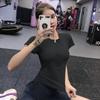 Camiseta de Manga Curta para Treino Pilates Corrida Fitness Verão Fina Emagrecedora Modeladora Secagem Rápida Top de Yoga para Mulheres Verão