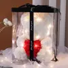 Presente de Dia dos Namorados para Namorada Flor de Espuma Rosa Urso Flor Artificial Unicórnio Dropshipping Luzes de Fio Projeção
