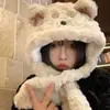 Chapéu gorro de urso de pelúcia moderno, pelo sintético de coelho, proteção quente para as orelhas, touca, versátil para passeios ao ar livre, estilo cartoon