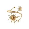 Pulsera de Brazo de Metal con Diseño de Girasol Hueco Popular Transfronteriza, Elegante y Versátil con un Toque de Lujo, Accesorio de Mano de Diseño Abierto Ajustable para Mujeres