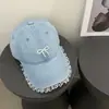 Nueva Gorra de Béisbol de Mezclilla con Adorno de Encaje Estilo Coreano para Mujer, Dulce y Linda con Lazo de Perlas 3D, Adecuada para Primavera y Verano