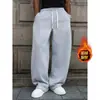 Calça esportiva casual masculina Amazon, forrada com fleece, tamanho europeu, para outono e inverno, corte reto solto, calça esportiva versátil de malha
