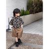 Imagen Oficial [Estampado Elástico Cuatro Lados] Ropa para Niños, Elegante y a la Moda Estilo Negro Camisa de Manga Corta Floral Forro Floral para Bebé