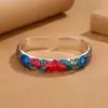 Pulseira Ferradura Peônia Esmaltada Retro Feminina Cozimento em Baixa Temperatura Azul Design de Nicho Moda Personalizada Presente para Mãe