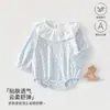 Macacão de Bebê Primavera Novo Estilo Pequena Estampa Floral Gola com Babados Macacão Triângulo Fofo para Bebê Menina Peça Única Roupa para Engatinhar