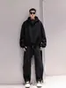 Cardigã MRNEARLY estilo americano com retalhos, corte justo, uma sweatshirt com capuz da moda para homens na primavera/outono