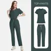 Ropa de Trabajo Quirúrgica para Doctor y Enfermera de Exportación de Comercio Exterior Ropa para Lavarse las Manos Cuello en V Delgado Color Sólido Secado Rápido Uniformes de Enfermera para Hombre y Mujer