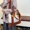 Bolso de Punto de Color Contrastante para Mujer 2025 Nuevo Estilo Casual Perezoso Bolso de Hombro Gran Capacidad Bolso Tote para Clase y Viajes