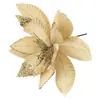Decoraciones navideñas transfronterizas, flores navideñas artificiales, arreglos de flores de tela, adornos decorativos, flores navideñas de terciopelo con lentejuelas al por mayor