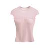 2025 Nuevo Estilo de Verano Estilo Americano Empalme de Malla Manga Corta Sexy Transparente Cuello Redondo Camiseta Top con Almohadillas para el Busto