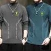 Camiseta básica unisex de cuello medio, terciopelo de doble cara, terciopelo alemán, otoño e invierno, forrada de polar, engrosada, cálida, versátil, corte ajustado