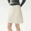 Nuevo vestido de punto de cachemira para otoño, falda corta de corte A, tejido de punto acanalado vertical de cintura alta para mujer, efecto adelgazante, falda midi de color liso
