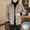 Chaqueta de plumas de peso medio para hombre para invierno, con cuello alto, textura de gamuza sintética, patrón de jacquard y rellena con 90% de plumón de pato de grado estándar, perfecta para uso casual