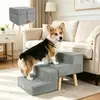 Escaleras Antideslizantes de Madera para Mascotas para Perros para Subir a la Cama, Escalones de Tres Niveles para Perros de Patas Cortas, Gatos y Perros Mayores Escalera para Subir Taburete Dos en Uno
