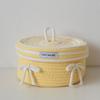 Cesta de almacenamiento con tapa, bonita cesta de almacenamiento, cesta de almacenamiento con cuerda de algodón, cesta de almacenamiento con línea de algodón, cesta de almacenamiento para cosméticos, juguetes y artículos diversos de escritorio.