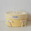 [Procesamiento Personalizado] Cesta de Almacenamiento con Tapa, Caja de Almacenamiento de Cuerda de Algodón para Cosméticos, Juguetes y Artículos Varios, Estilo Ins