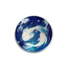 Céu Estrelado Azul Profundo Tai Chi Carpa Branca Broche Redondo de Metal Estilo Chinês Óleo de Cura Pinos para Mochila Roupa Decoração