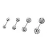 Pendientes Redondos de Arcilla Suave Doble Punta Completamente Diamantados Estilo Lujo Accesible Clavos para Cartílago Piercing de Oreja Tornillos de Acero de Titanio