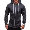 Moletom casual liso masculino outono e inverno, com zíper, manga longa, estilo esportivo, para uso transfronteiriço