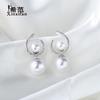Aretes de plata esterlina s925 con diamantes y perlas irregulares, aretes franceses de alta gama, aretes exquisitos de tres formas de uso, aretes de red roja
