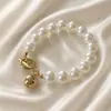 Jóias transfronteiriças europeias e americanas pulseira simples elegante de pérola que combina com tudo personalidade estilo frio ins pulseira de miçangas feita à mão