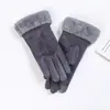 Luvas Femininas Quentes de Camurça, Compatíveis com Tela Sensível ao Toque, Forradas com Pelo, à Prova de Vento, Forradas com Fleece, Espessadas, Atacado para Exterior, à Prova de Frio