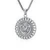 Collar con colgante de cabeza de león con diamantes completos de acero de titanio hip hop hip hop europeo y americano transfronterizo joyería de acero inoxidable de personalidad de nicho