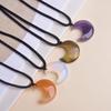 Nuevo Colgante de Luna de Cristal Natural Amatista Europeo y Americano Moda Joyería Collar con Cuerda Regalo de Navidad