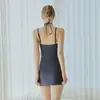 2026 Nuevo Retro Sencillo Sin Tirantes de una Pieza Ajustado Estilo Falda Traje de Baño Conservador para Vacaciones en Aguas Termales para Mujer