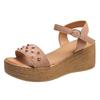Sapatos Femininos Tamanho Grande Europeu e Americano Verão Novo Estilo Boca de Peixe Retrô Salto Anabela Sandálias de Sola Grossa Femininas Comércio Exterior Sandálias Romanas