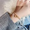 Pulseira de Aço Titânio Estilo Frio Geométrico de Luxo Leve Design de Nicho Sentido de Verão Versátil Elegante Anel Pulseira de Alto Padrão para Mulheres