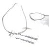 Conjunto de Collar y Pendientes de Perlas de Agua Dulce Naturales Zhuji, Mismo Estilo que el de Lucy, Conjunto de Joyería de Perlas de Alta Gama con Circonitas para Mujer al por Mayor