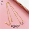 Collar, Pulsera, Anillo de Hello Kitty con Lazo Chapado en Oro de Retención de Color Fuerte, Circonita, Set Lindo de Lujo Ligero Estilo Coreano para Mujeres, Venta al por Mayor