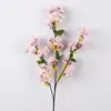 Ramo Chino de Flor de Cerezo Artificial de 3 Ramas Transfronterizo de Alta Gama de Tela de Seda para Sala de Estar, Fotografía, Flor Artificial de Flor de Cerezo al por Mayor