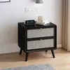 Mesita de noche de ratán madera maciza color cereza color nogal color madera natural estilo minimalista nórdico wabi-sabi mini mueble de almacenamiento de madera