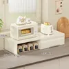 Estante para Horno Microondas de Cocina, Horno de Mesa para el Hogar, Almacenamiento Multifuncional Retráctil para Encimera, Soporte Colgante para Olla Arrocera