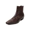 Botines Chelsea de Piel de Oveja con Arrugas Naturales Estilo Old Money para Mujer, Otoño/Invierno 2026, Tacón Bajo Grueso, Punta Cuadrada, Piel Genuina, para el Trabajo