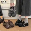 Zapatos Birkenstock de felpa de lana con lunares para mujer 2026 Otoño Invierno Nueva Llegada con Terciopelo Cálido Sin Cordones Casual Versátil Zapatos de Algodón