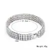 Europa y Estados Unidos transfronterizos súper ventas pulsera de acero inoxidable hip-hop de 3 filas con diamantes lujo ligero alta gama moda pulsera de diamantes para hombres y mujeres