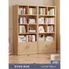 Estantería de Piso Estante de Almacenamiento Sala de Estar Almacenamiento de Pared Integrado Exhibidor Gabinete de Almacenamiento Madera Maciza Librero para el Hogar con Puerta de Gabinete