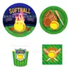 Mm150 Pelota Deportiva de Softbol Hockey Niño Cumpleaños Vajilla para 8 Personas Juego de 4 Piezas Plato de Papel Vaso de Papel