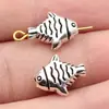 14X12X5,3mm, Diâmetro do Furo Aproximadamente 1,7mm, 2g, Cor Prata Antiga, Contas Perfuradas Pequenas em Formato de Peixe, Dupla Face