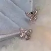 Brincos de Borboleta em Prata de Lei S925 Cravejados de Diamante para Mulheres, Luxo Leve, High-End, Joia de Orelha Estilosa e Única