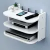 Estante para colocación de router, caja de almacenamiento wifi, estante de pared, soporte para decodificador de TV montado en la pared sin perforaciones