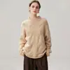Suéter de punto con cuello semialto para otoño e invierno, suéter de cachemira de seis hilos trenzado grueso para mujer, holgado, elegante, cálido, camiseta de punto básica