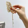 Pinza para el pelo de estilo coreano antigua con mariposa, pedrería y borla, pinza para el pelo de agarre, menos metal, temperamento, tamaño mediano, pinza para el pelo de la parte trasera de la cabeza para mujer