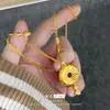 Collar Dorado Arena con Hebilla de Seguridad de Calabaza de Diamante de Punto Antiguo para Mujer Estilo Nacional Nuevo Colgante Chinoiserie Fu Lu Xiangyun Cadena para la Clavícula Venta al por Mayor